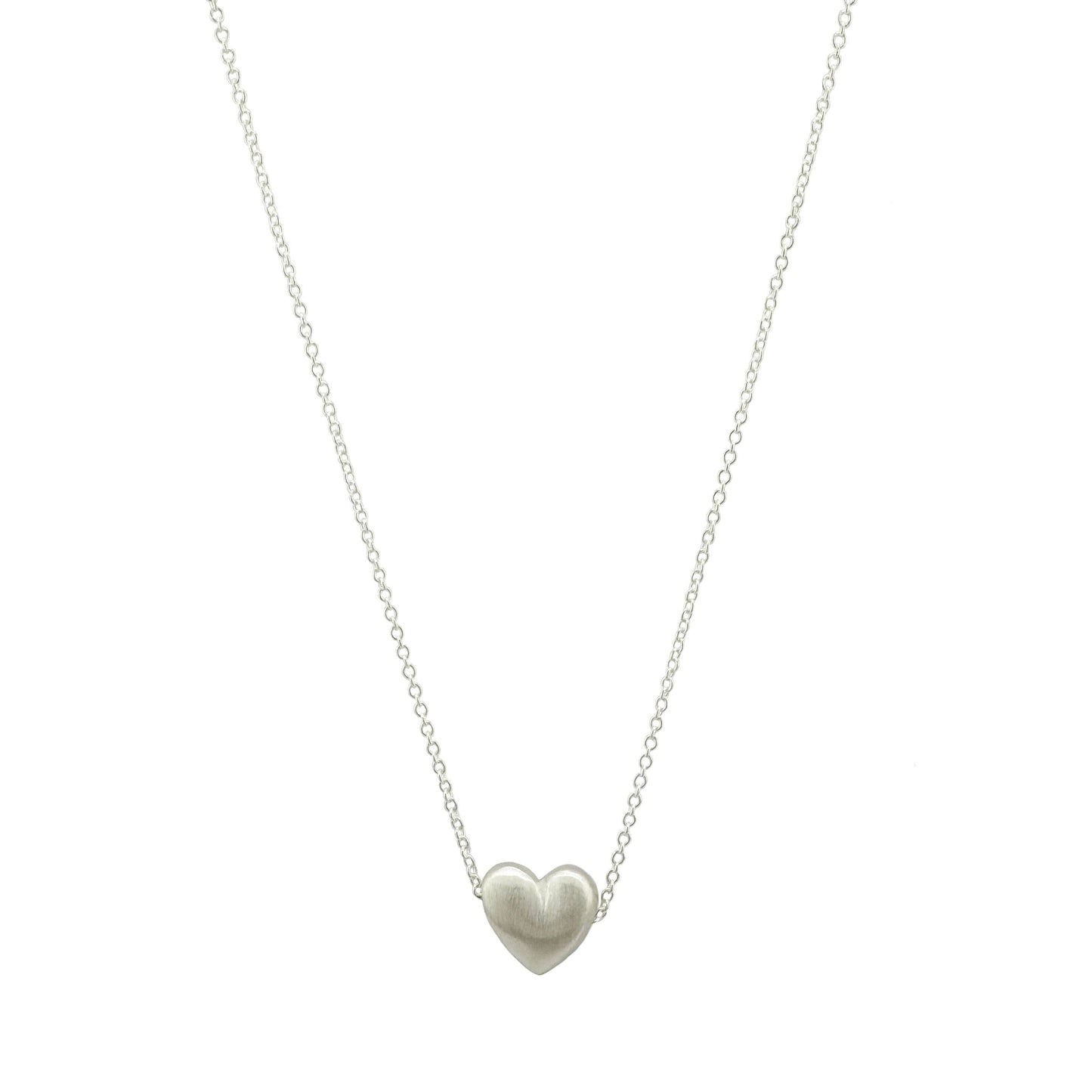 Puffy Heart Necklace in Silver or Vermeil