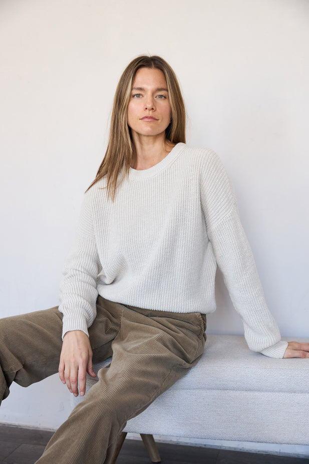 Cotton Crewneck Sweater - Natural