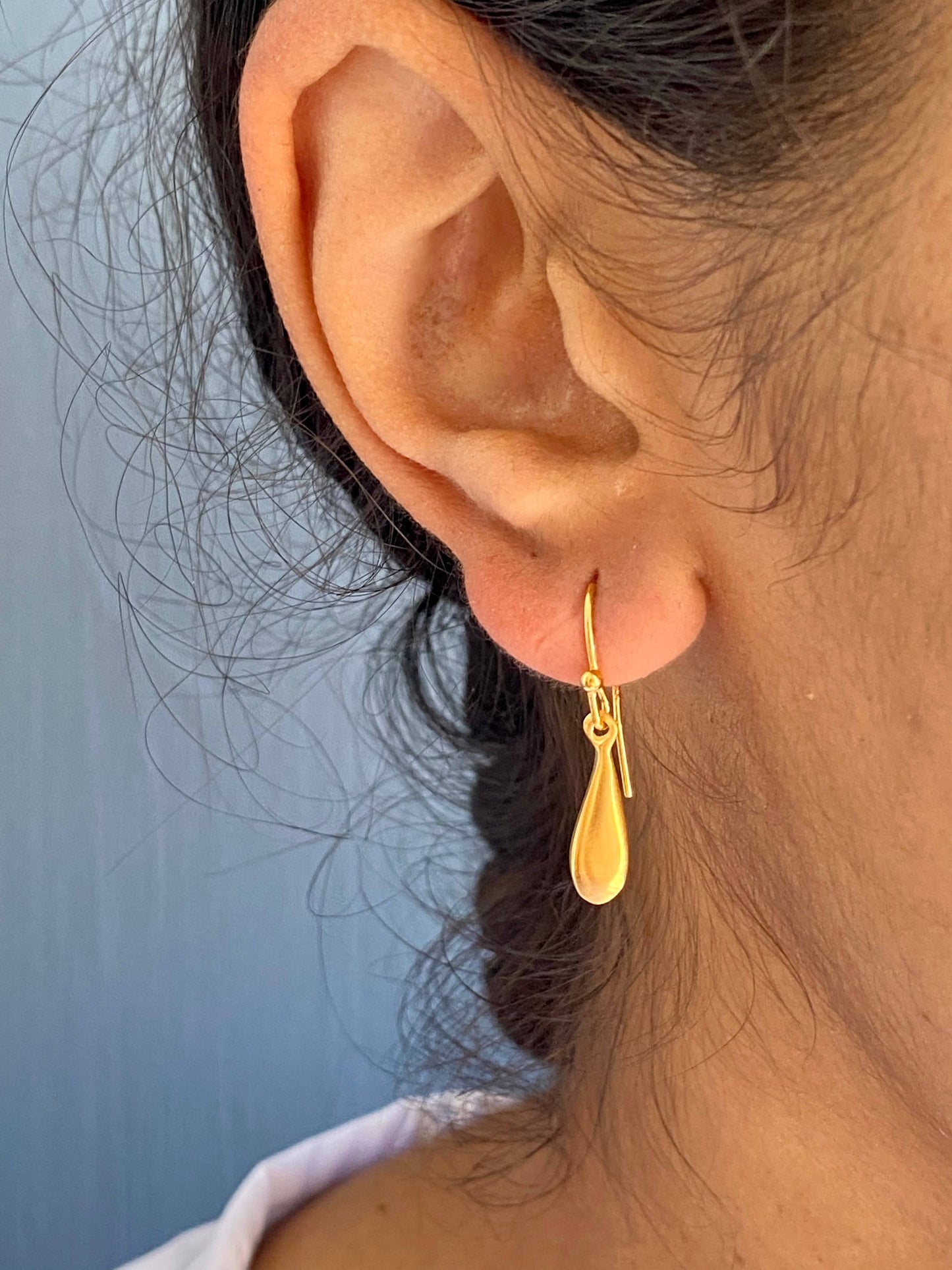 Tiny Drop Earrings in Silver or Vermeil