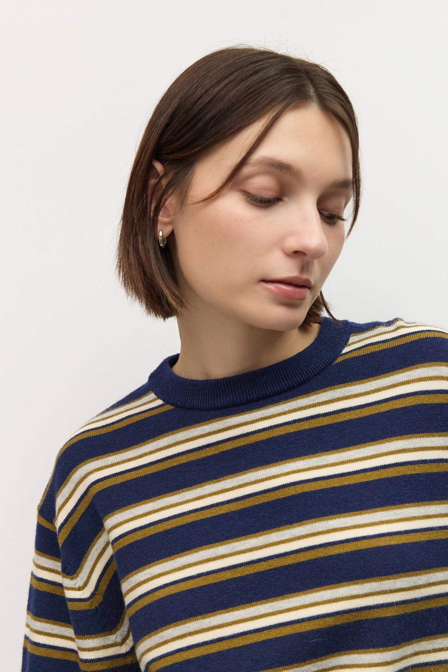 Cassandra Sweater | Crewneck Stripe Relaxed Sweater