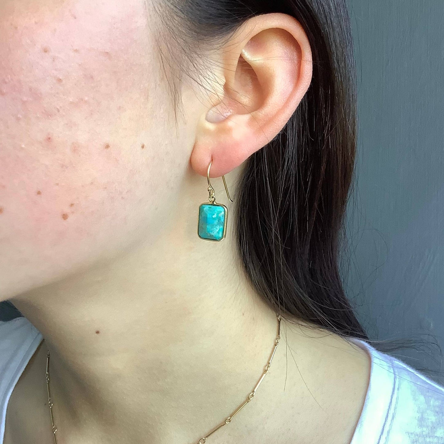 Faceted Turquoise Rectangle Earrings