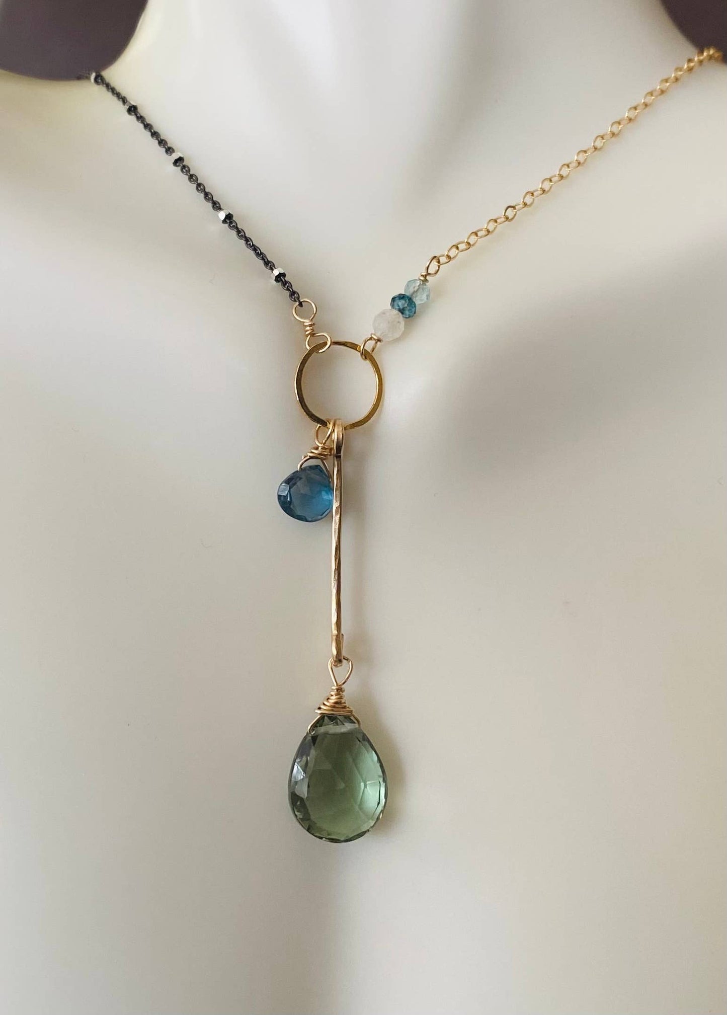 Green Amethyst Asymmetrical Necklace