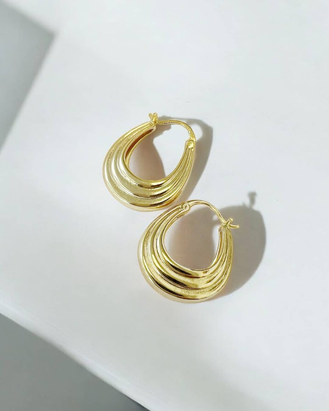 Claire Hoops Earrings - White Gold Filled