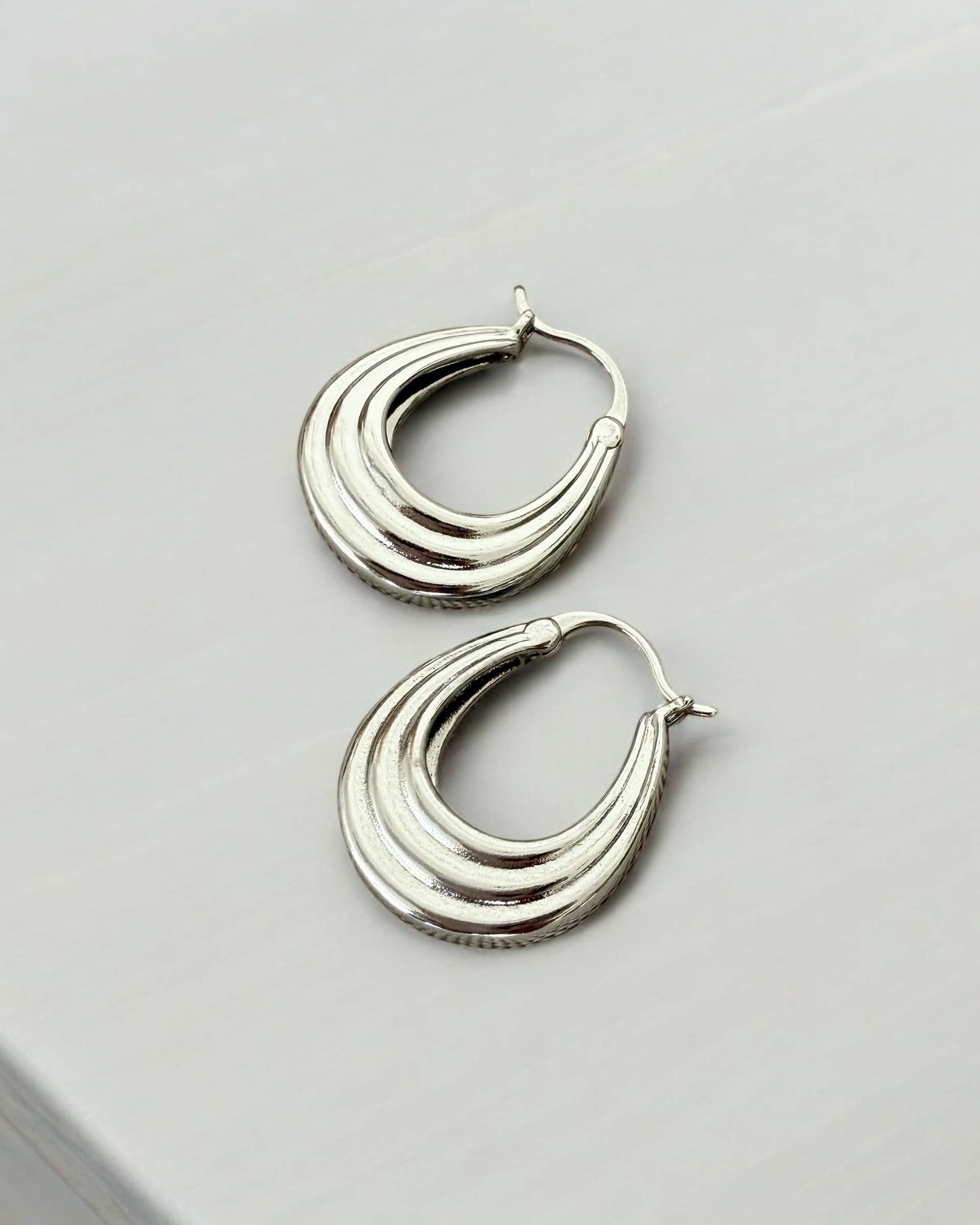 Claire Hoops Earrings - White Gold Filled