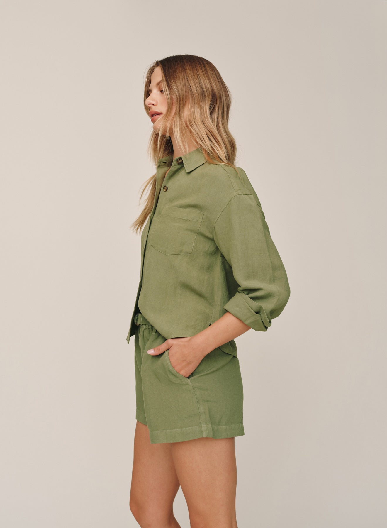Olive Leaf Boxy Shirt