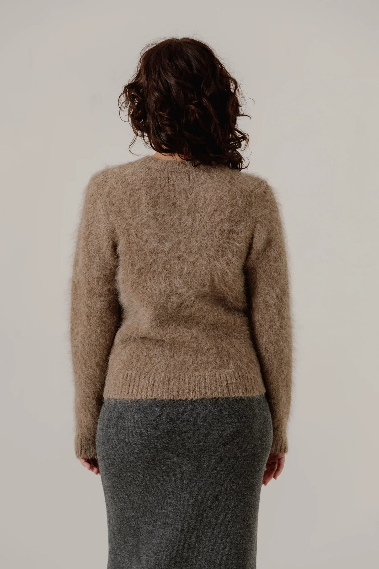 Taupe Suri Alpaca Crewneck Sweater
