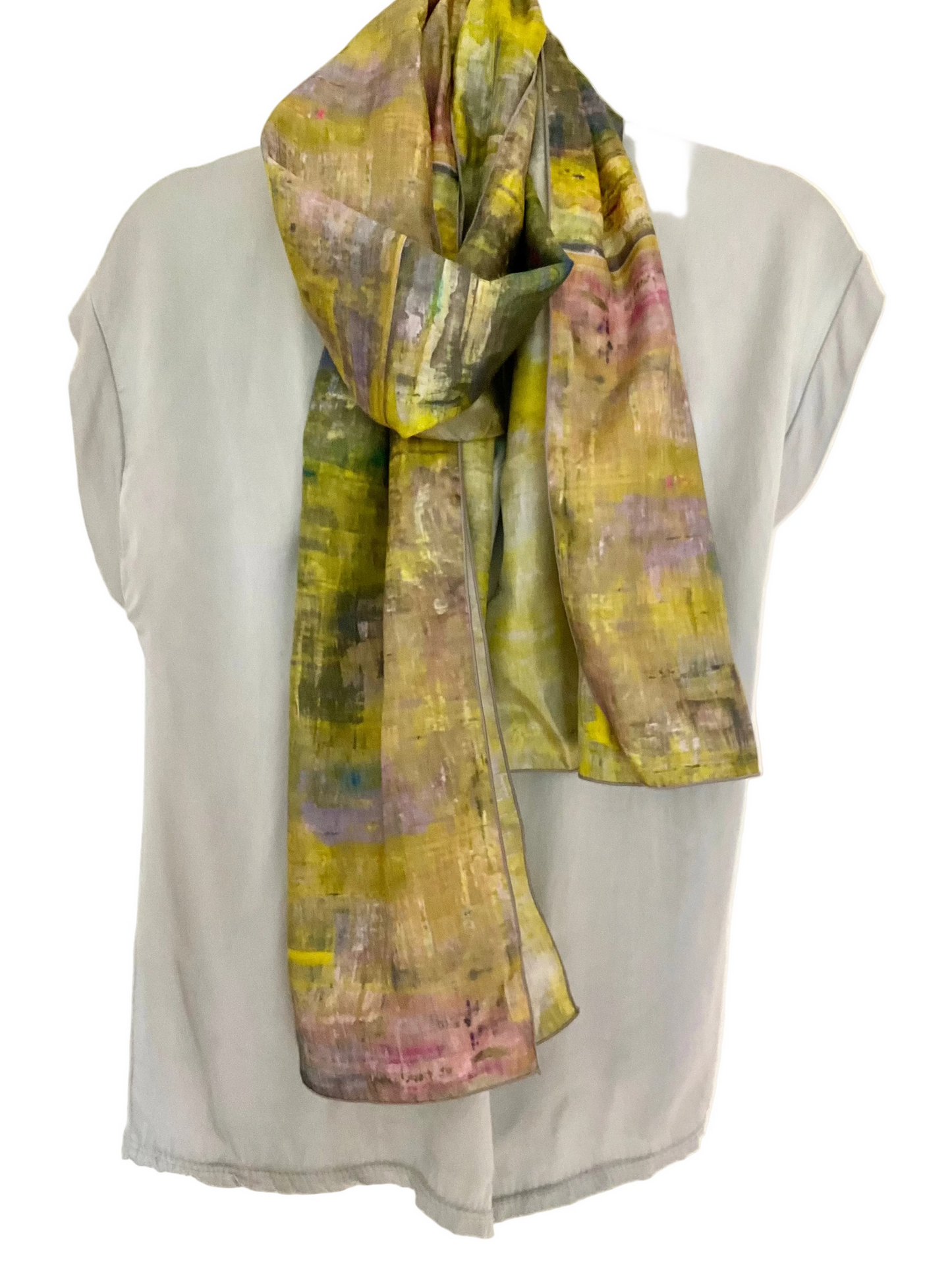 Lemon Pewter Silk Scarf