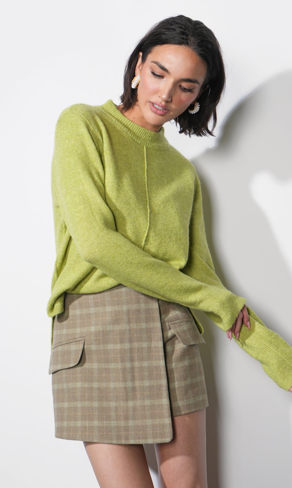 Lucia Rib Pullover Sweater Top - Cool Matcha