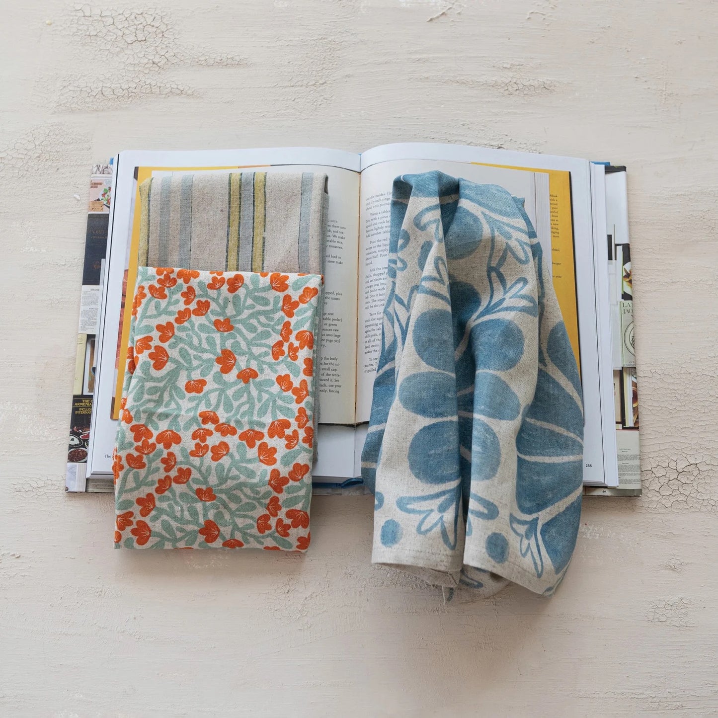 Floral or Striped Tea Towel