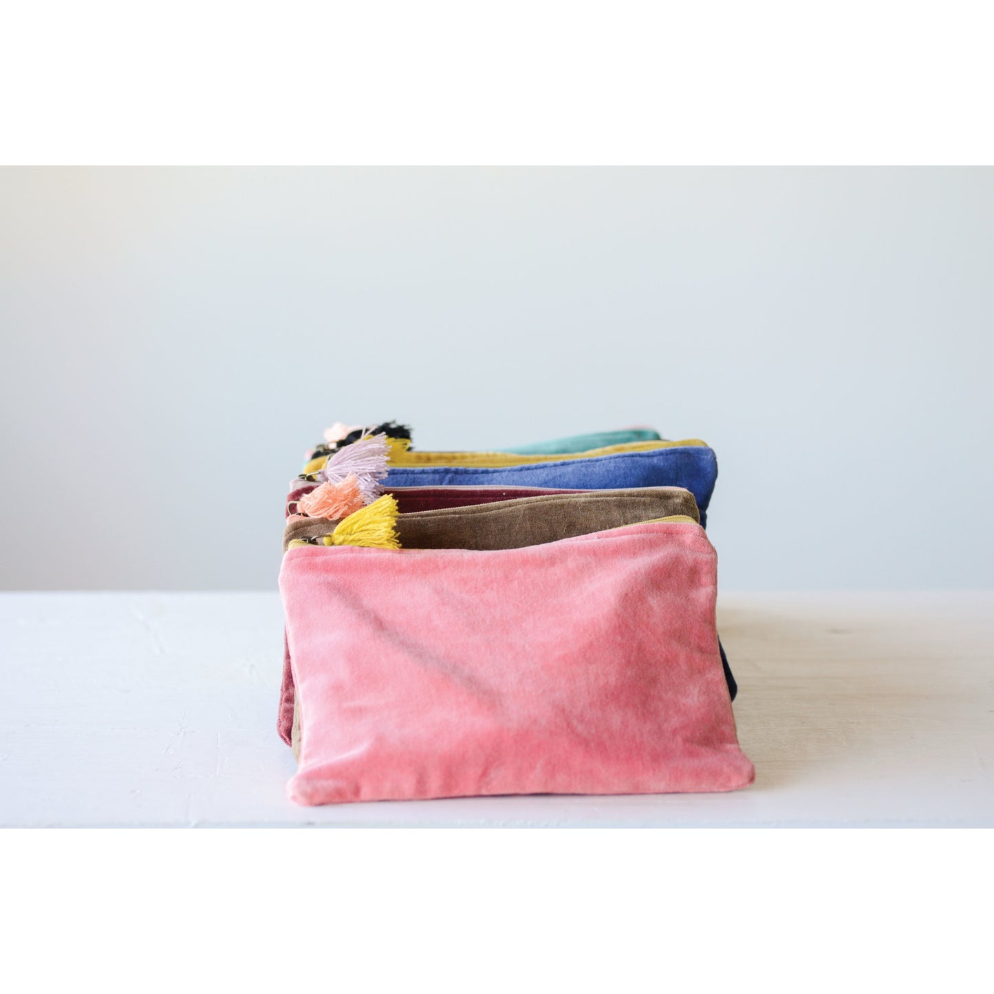 Lg. Cotton Velvet Zip Pouch