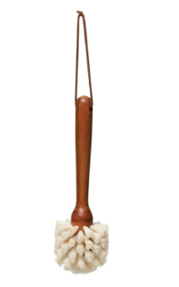 Dark Beech Wood Dish Brush with Leather Tie