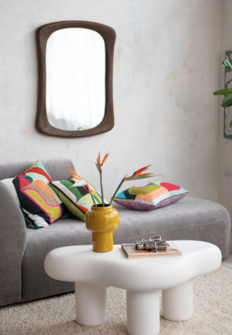 Cotton Velvet Printed Lumbar Pillow w/ Abstract Design