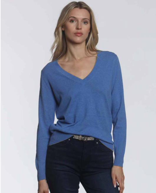 Johnny Cash L/S Vneck - Cornflower