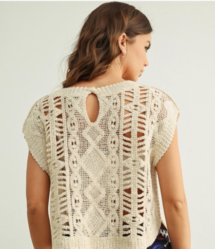 Beige Crochet Knitted Top