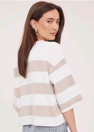 Amina Heather Cream Stripe Pullover