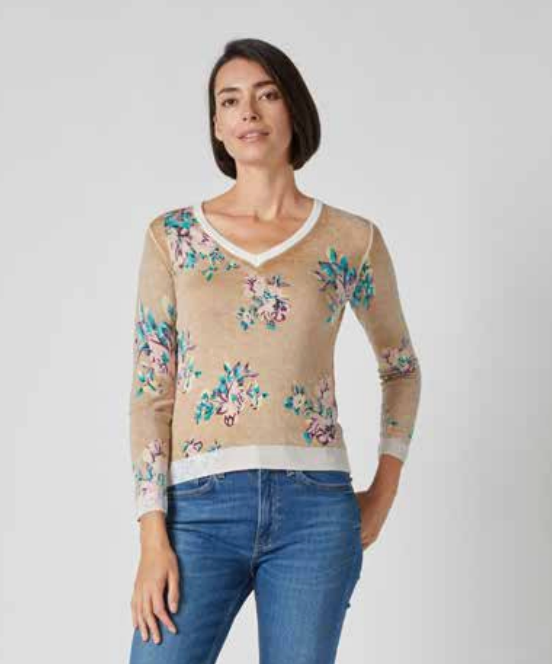 Taupe Overdye Floral Top