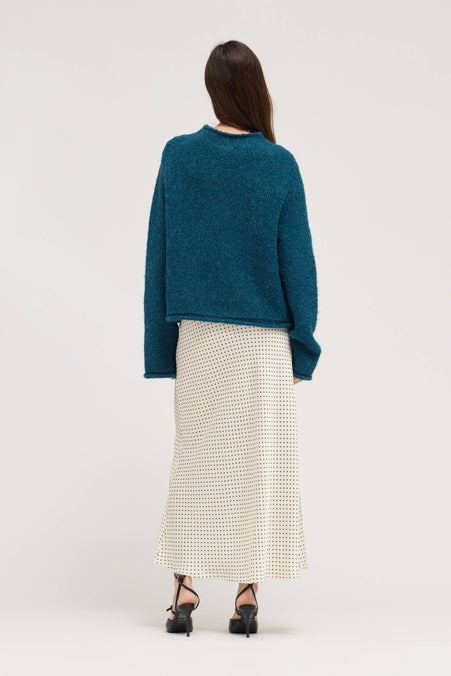 Teal Rolled Edge Sweater