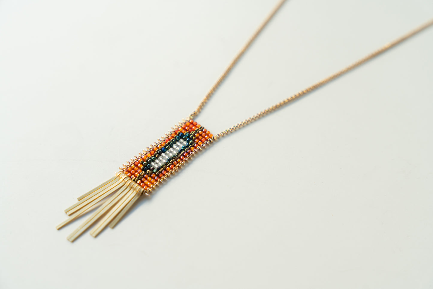 Carnelian, Labradorite, Spinel, Brass Tapestry Necklace