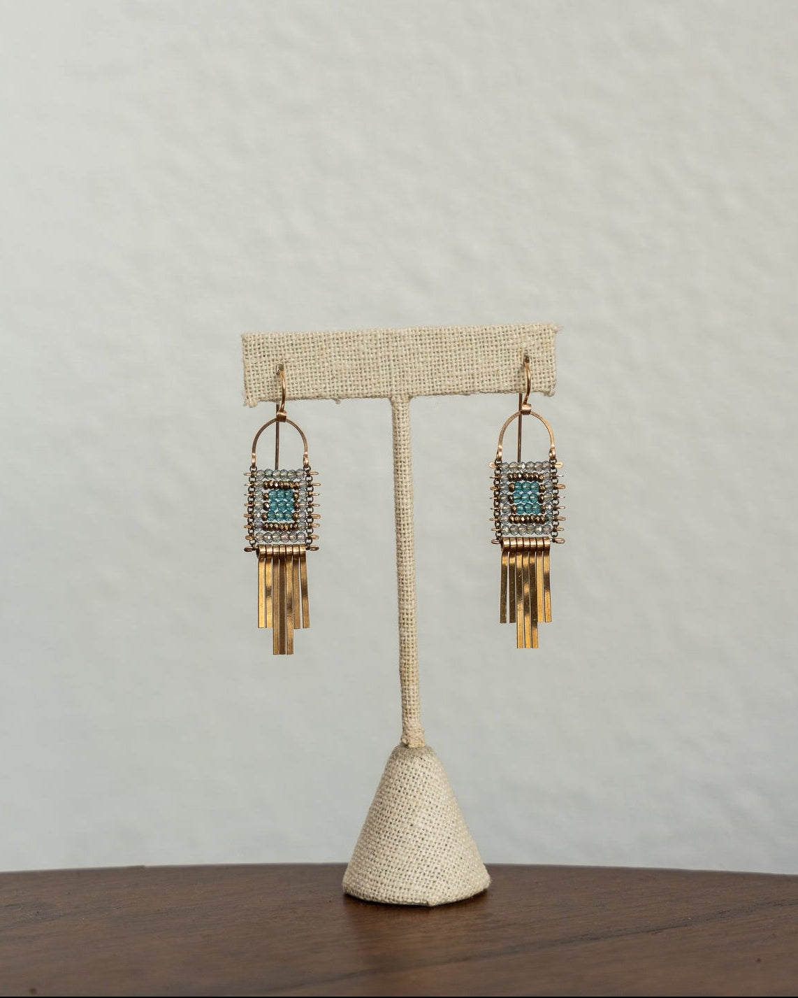 Grey and Blue Zircon, Pyrite Minima Earrings