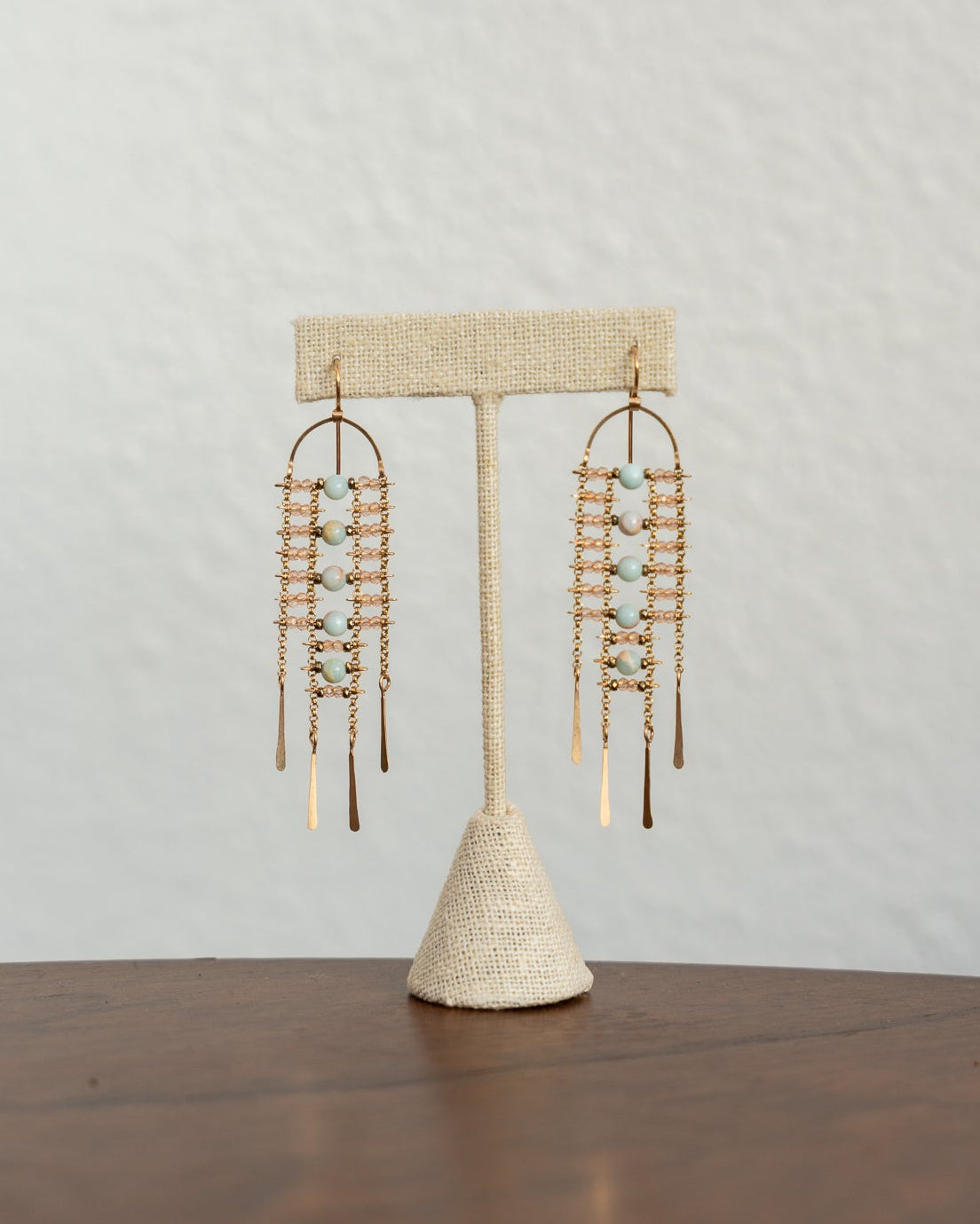 Blue Jasper, Champagne Quartz, Pyrite Sky Dancer Earrings