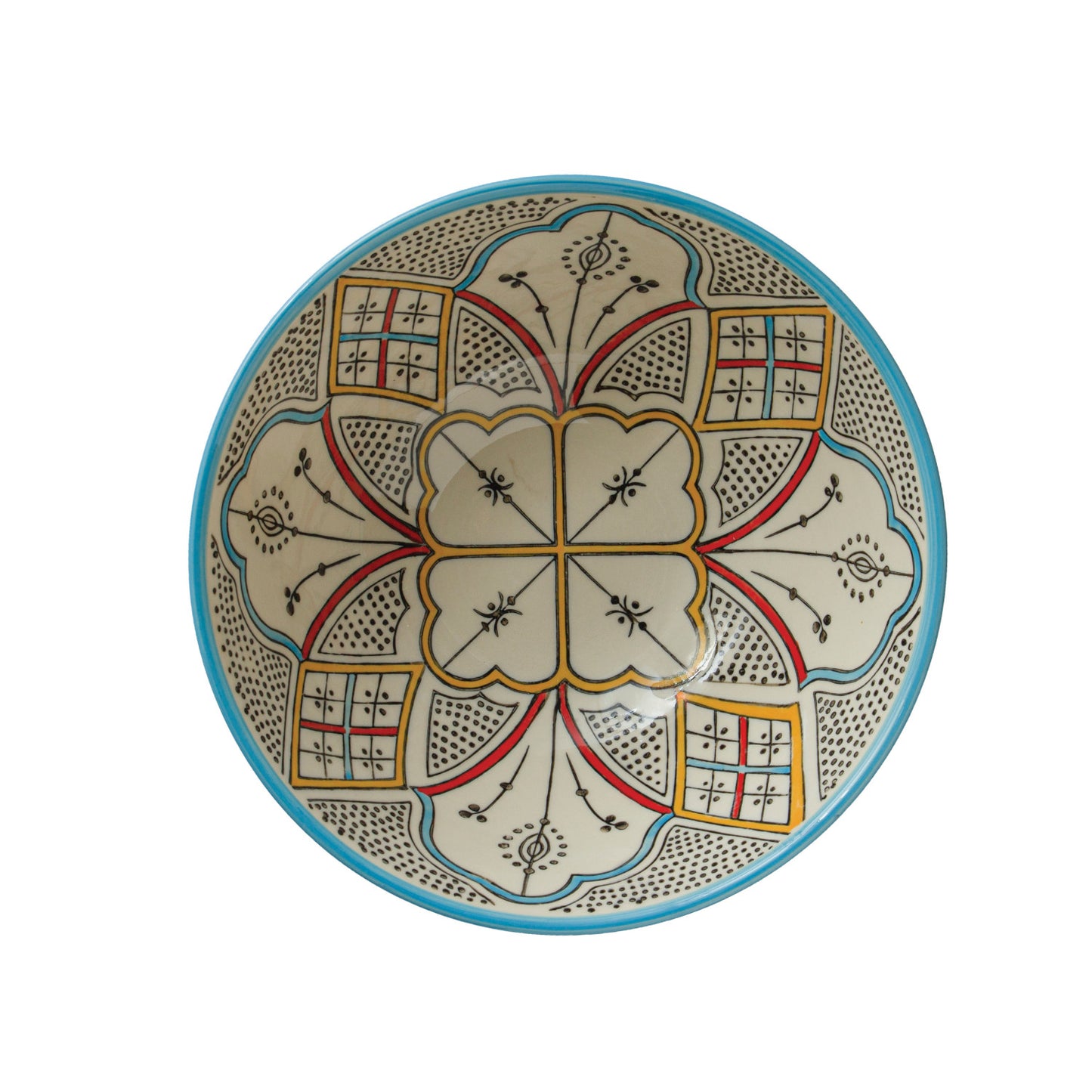 Hand-Painted Stoneware Bowl w/ Pattern, Multi Colored