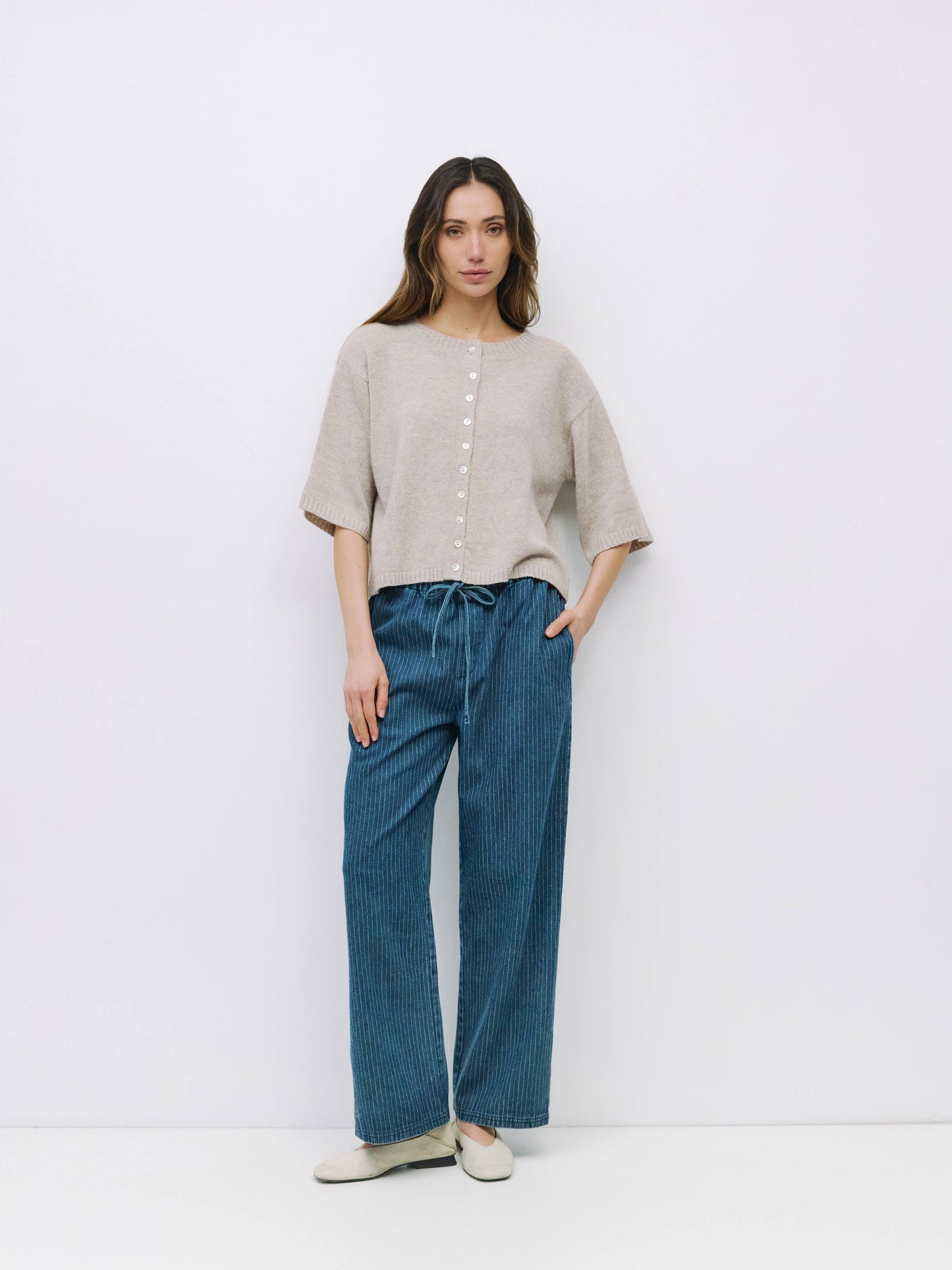 The Kennedy Pants | Denim Pinstripe Pants