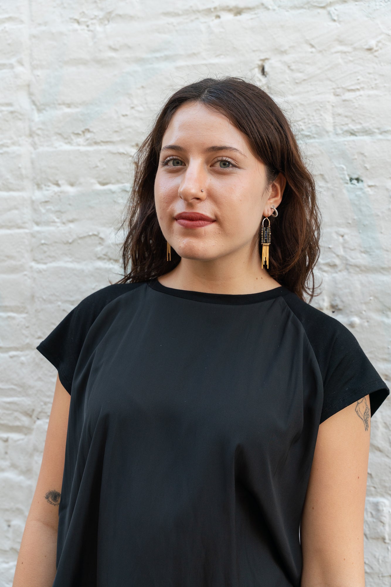 Dumortierite, Spinel, Brass Mini Tapestry Earrings