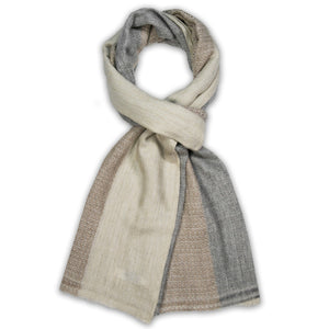 Tan, Brown & Grey Vertical Stripe Scarf
