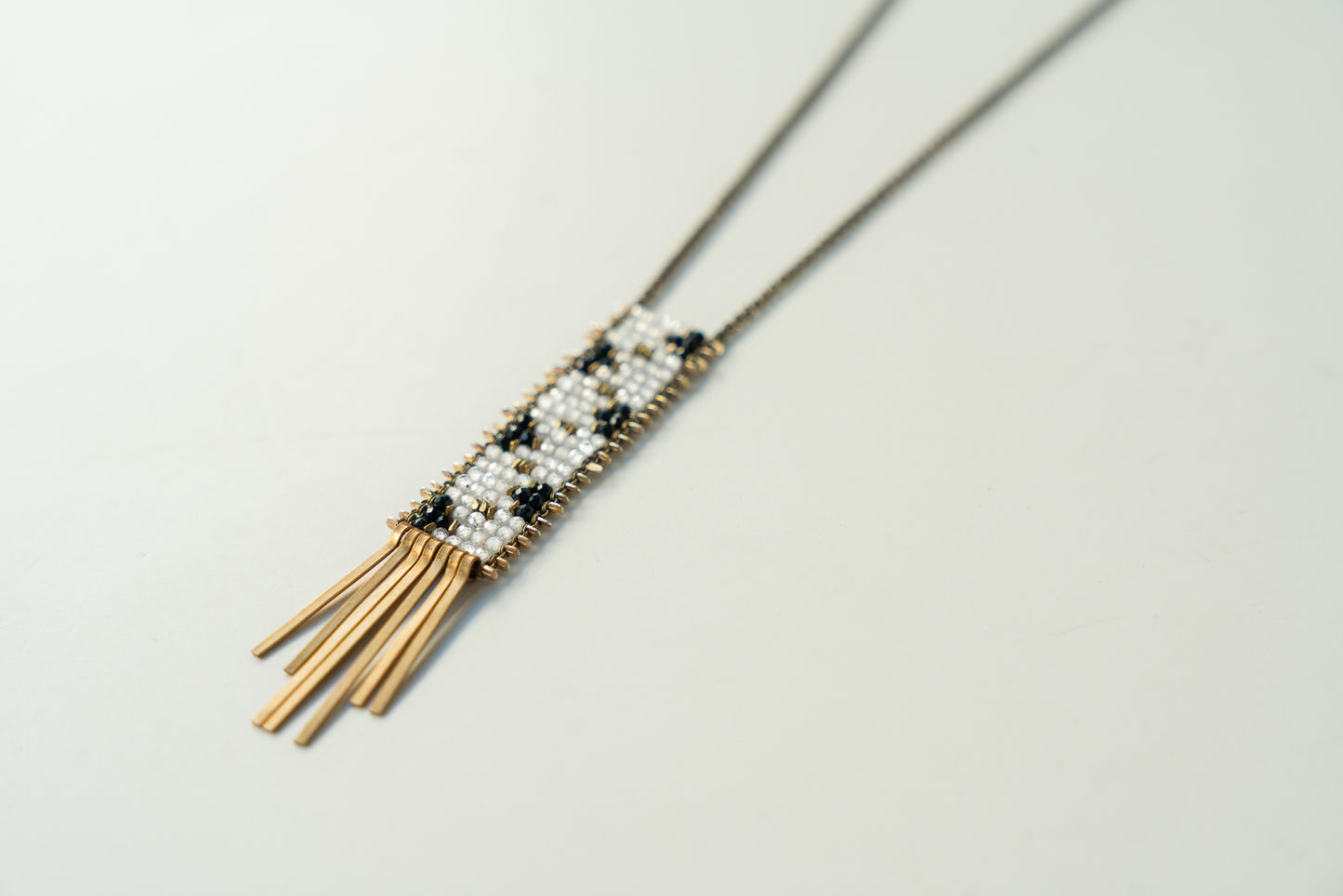 Quartz and Spinel Brass Tapestry Necklace