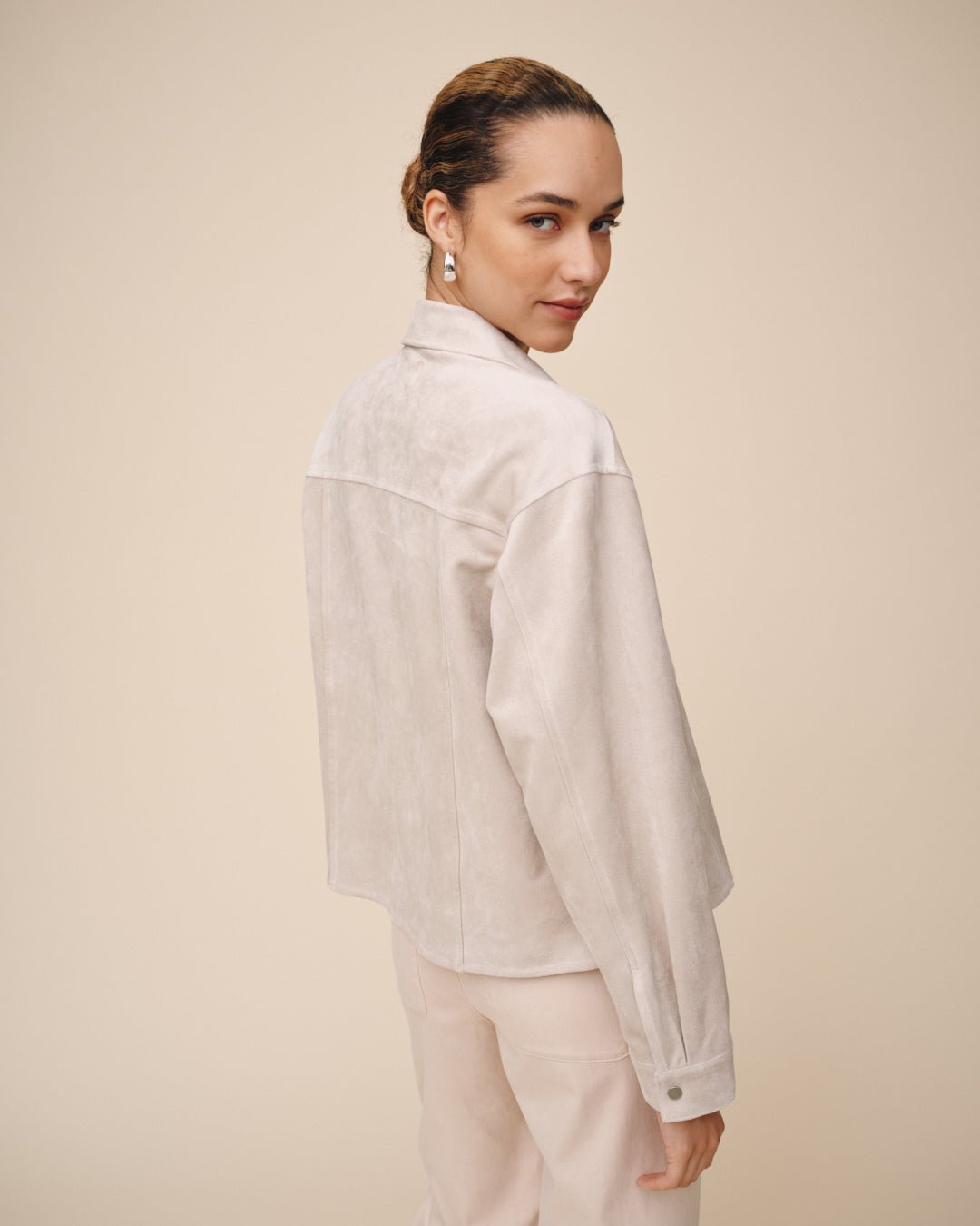 Panna Cotta Seamed Pocket Shacket
