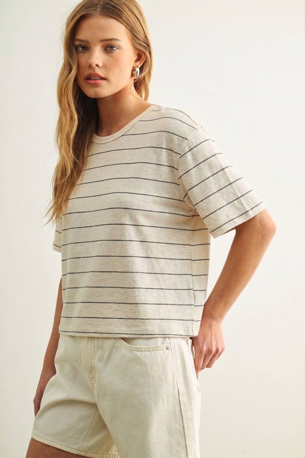 Striped Cotton Linen Top