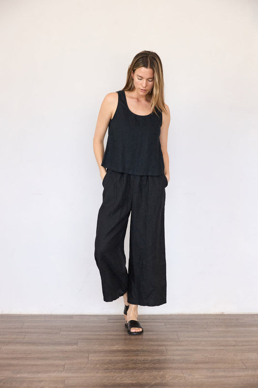 Black Wide Leg Linen Pant
