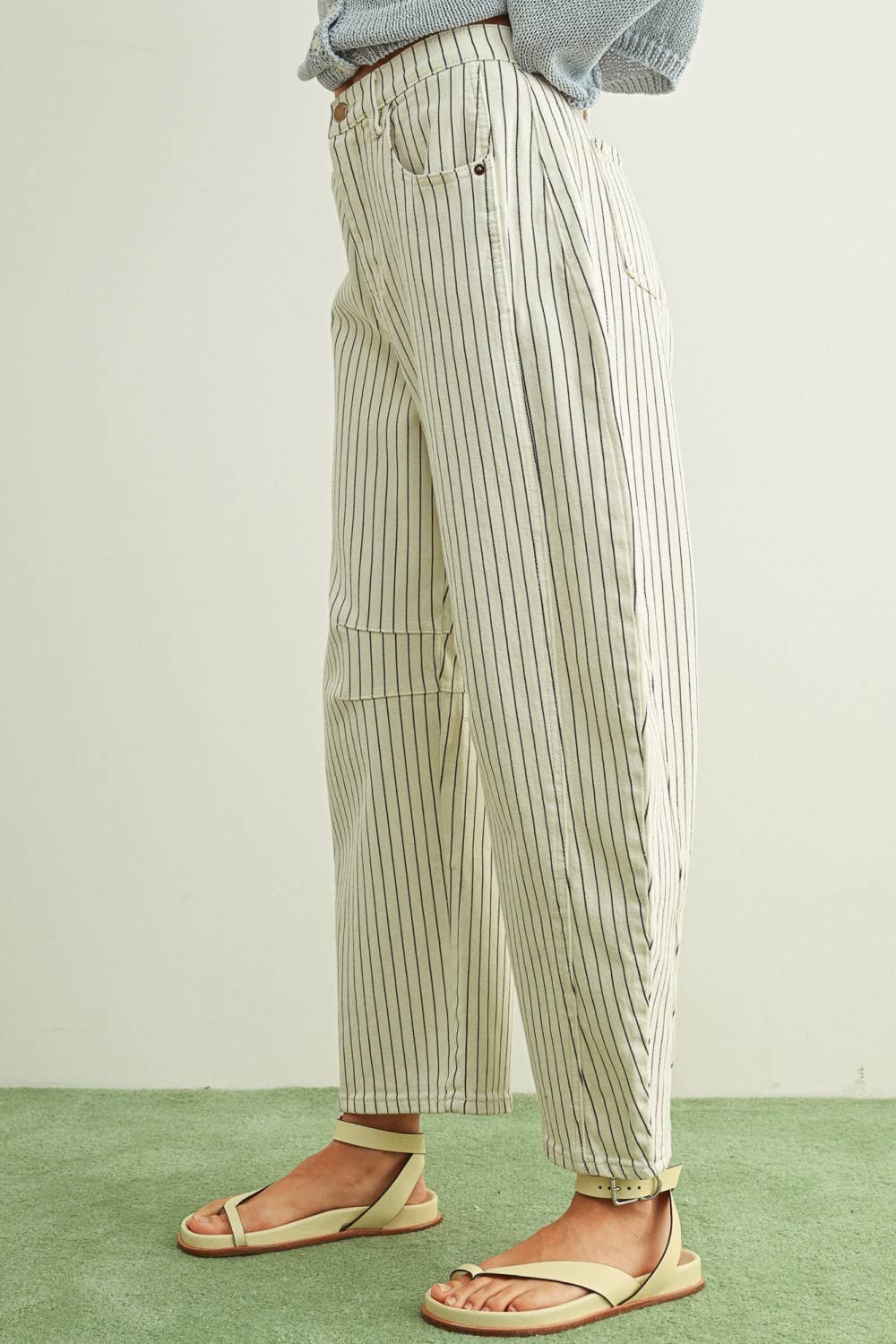 Pinstriped Barrel Pants - 2 colors