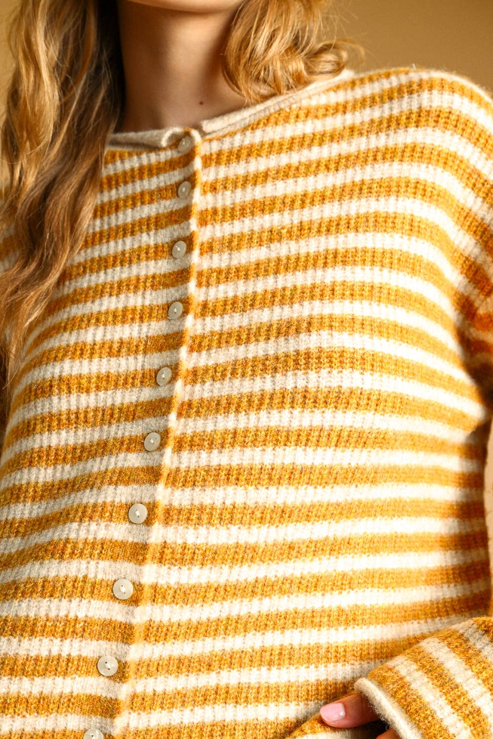 Striped button front cardigan