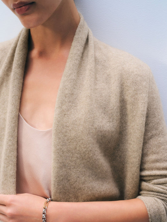 Cashmere Trapeze Cardigan - Taupe Heather