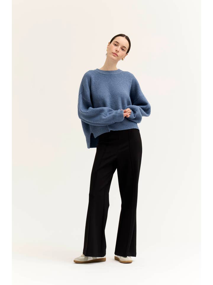 Blue Bonnet Oversized Rib Knit Pullover