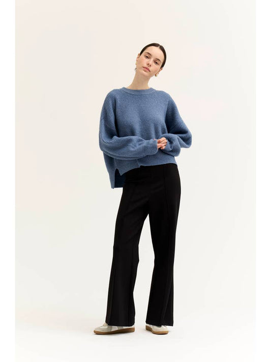 Blue Bonnet Oversized Rib Knit Pullover
