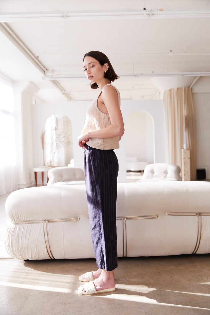 Navy Pinstripe Pant