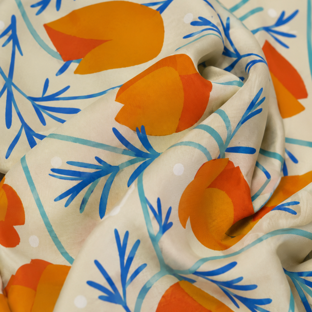 California Poppies Silk Scarf