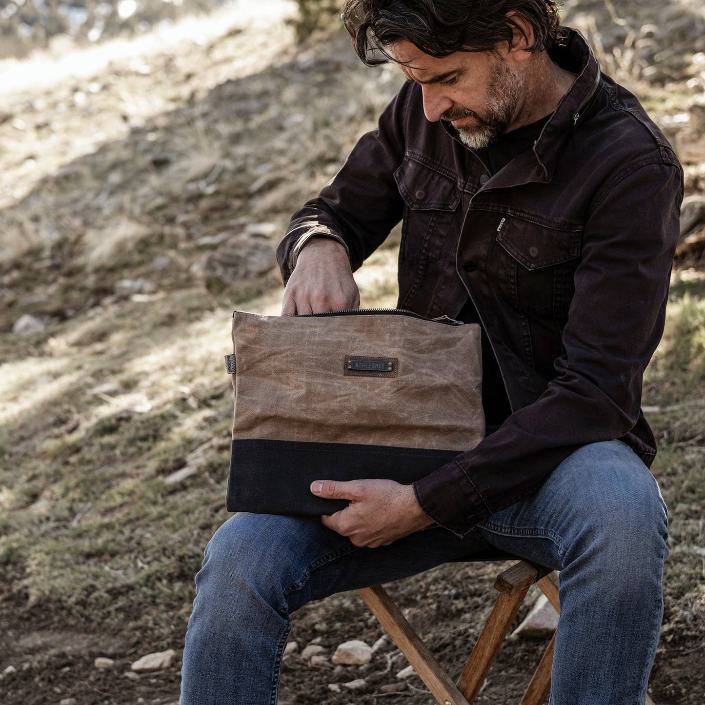 Neelum Zipper Pouch -Waxed Canvas