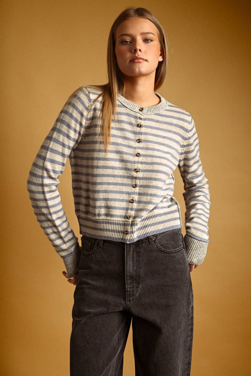 Olive Striped Cardigan