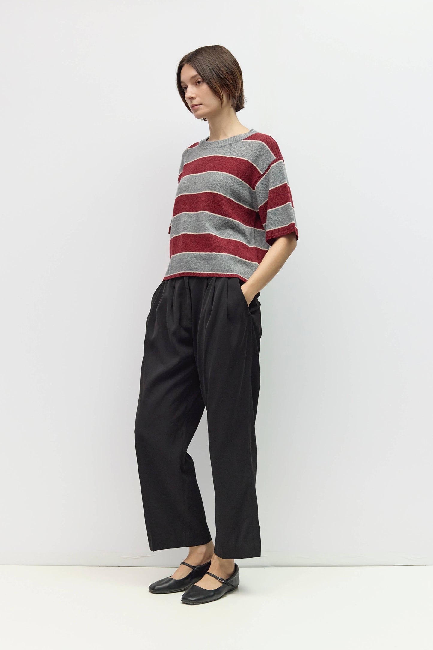 Striped Elbow Sleeve Sweater