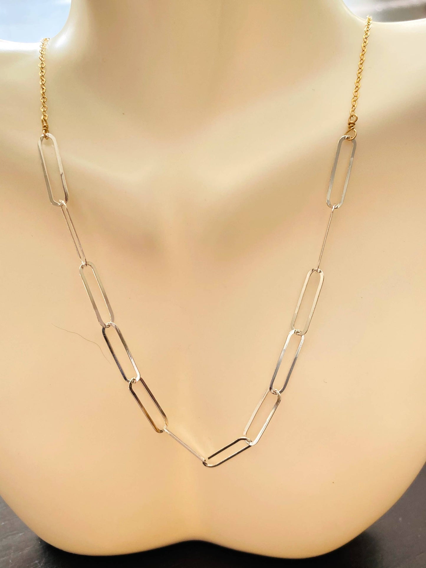 Two tone sterling with gold necklace