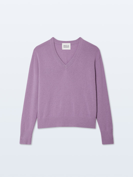 Cashmere V Neck Sweater - Soft Plum