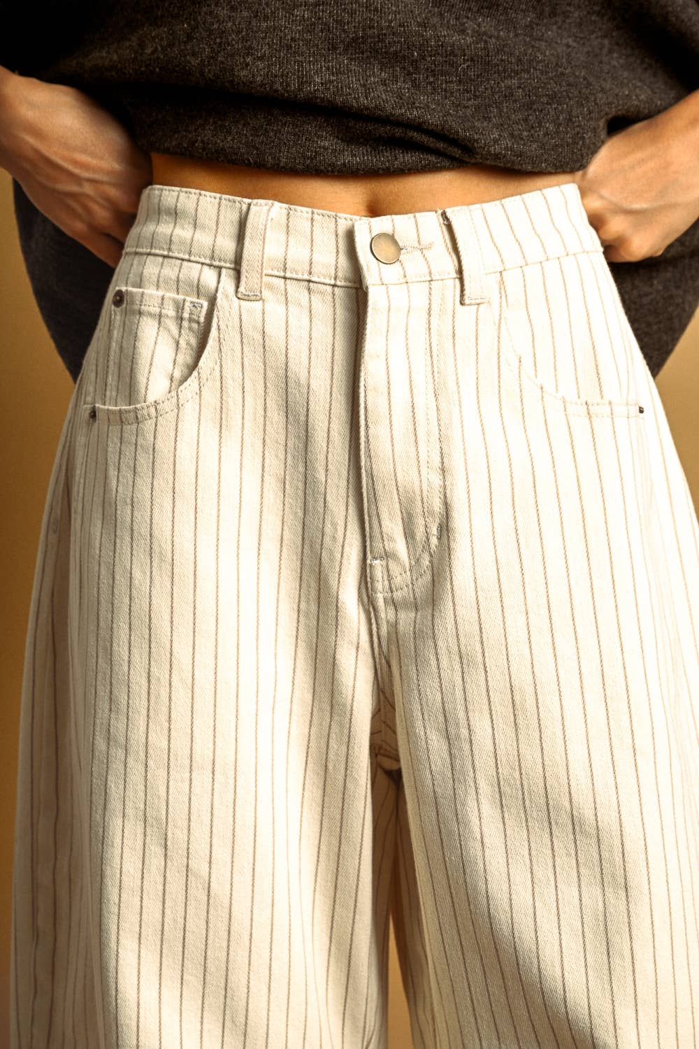 Pinstriped Barrel Pants - 2 colors