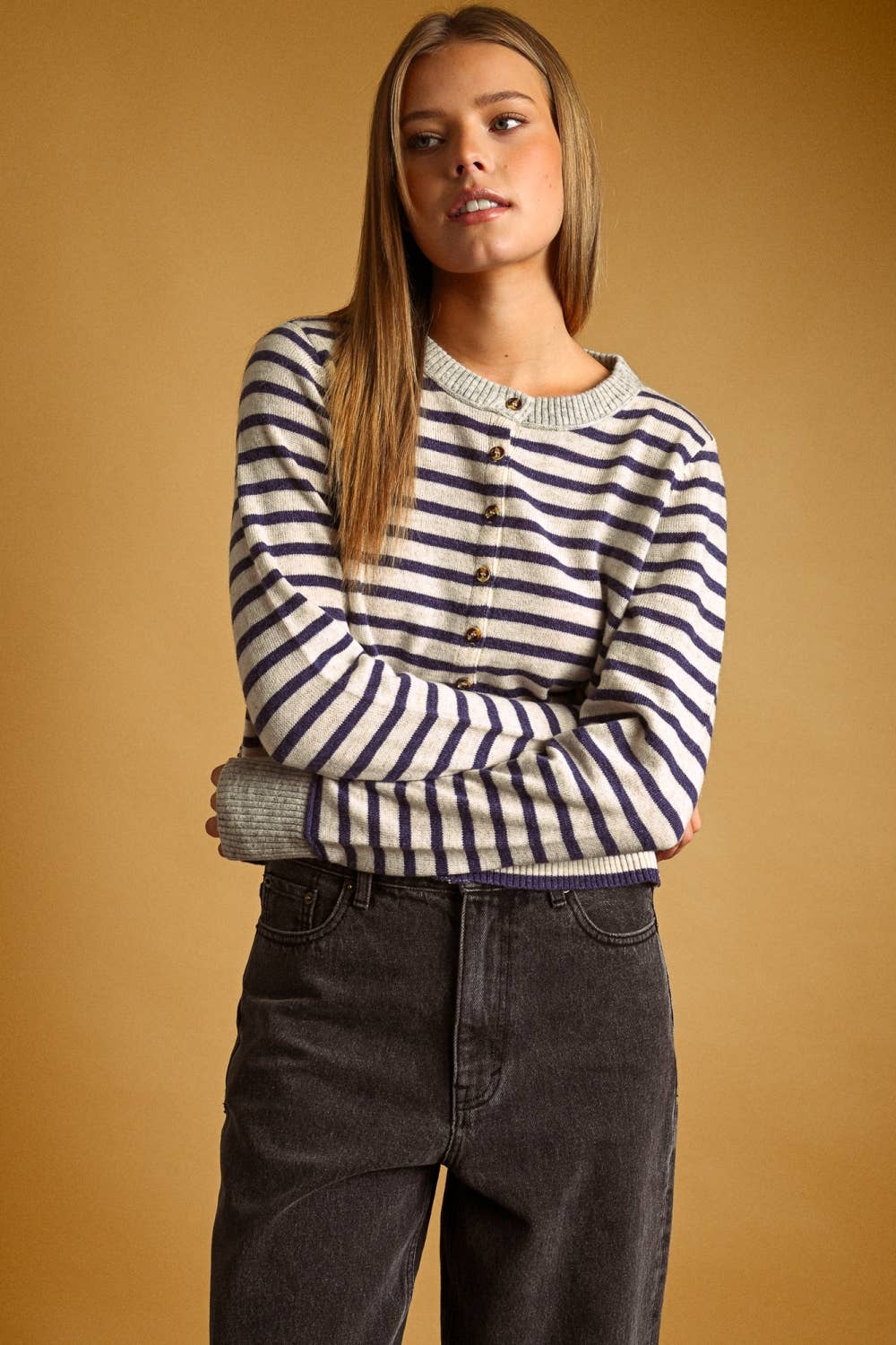 Olive Striped Cardigan