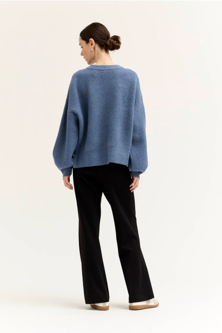 Blue Bonnet Oversized Rib Knit Pullover