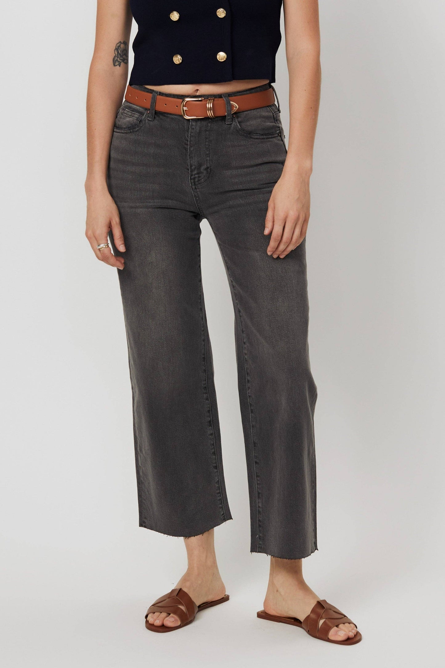 Grey Aberdeen Wide Leg Crop