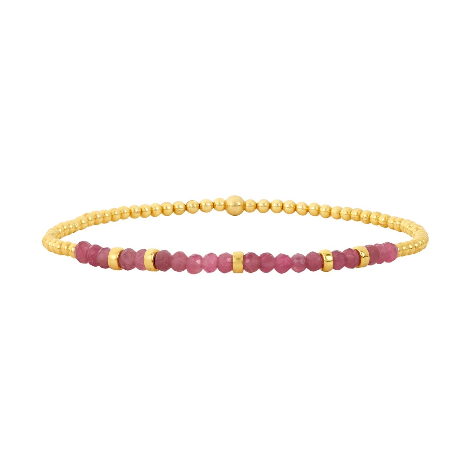 Karen Lazar Design 2mm Gold and Pink Tourmaline Beaded Bracelet