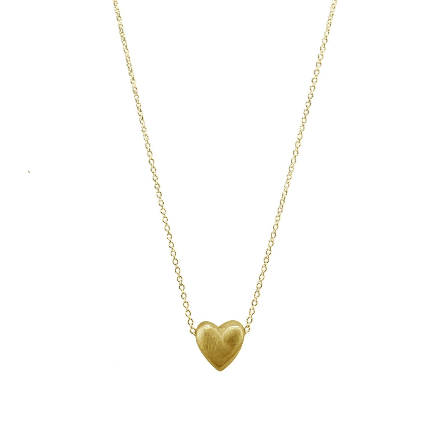 Puffy Heart Necklace in Silver or Vermeil
